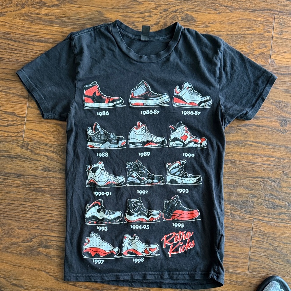 Retro Kicks Graphic Black T-Shirt